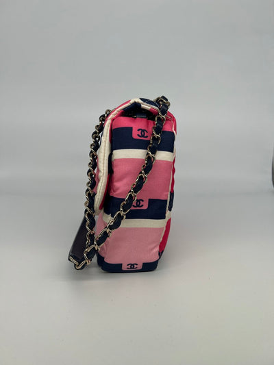 Chanel Nylon Flap Bag Pink Fabric GHW