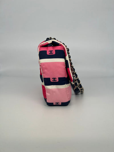 Chanel Nylon Flap Bag Pink Fabric GHW