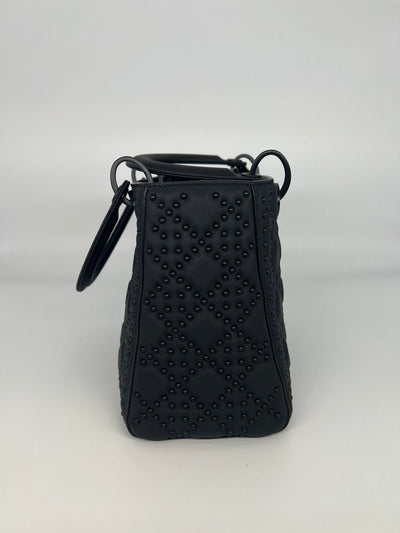 Christian Dior Supple Lady Dior - Matte Black with Studs