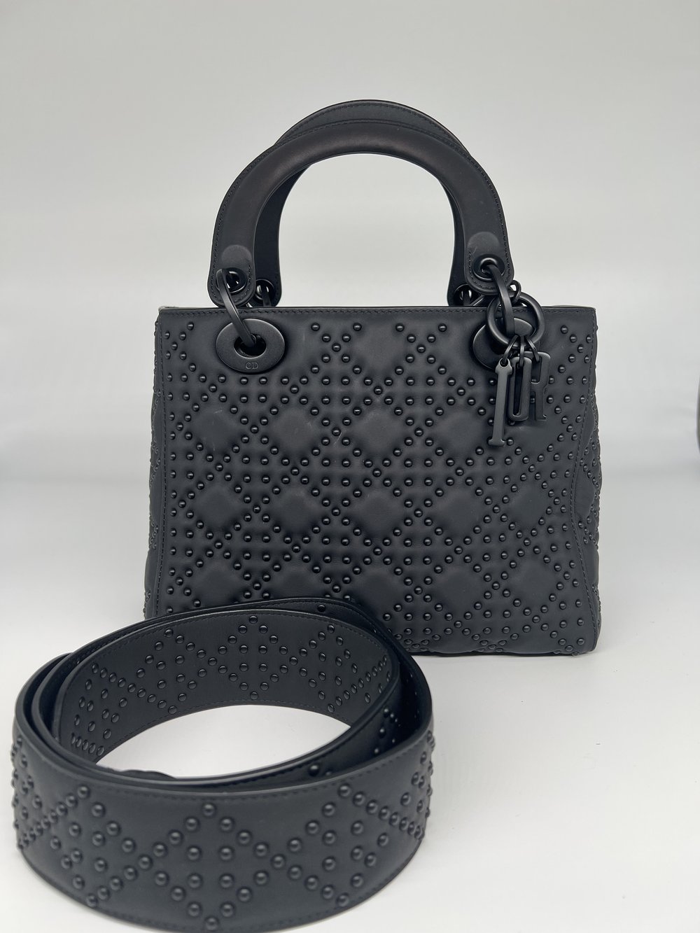 Christian Dior Supple Lady Dior - Matte Black with Studs