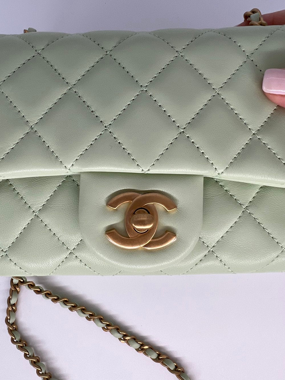 Chanel Pearl Crush Mini Mint Green GHW - SOLD