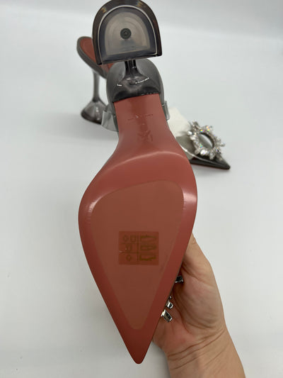 Amina Muaddi Begum Heels - Grey PVC Size 38