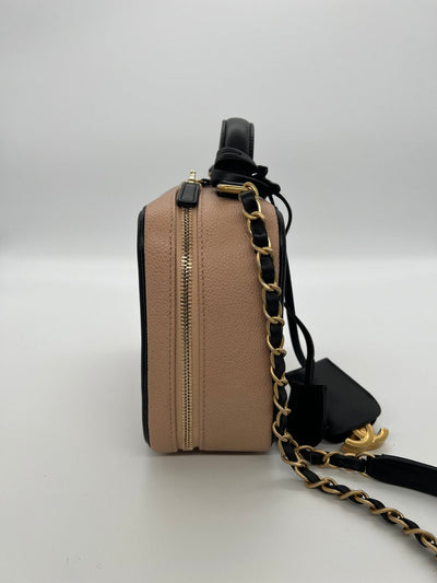 Chanel Filigree Vanity Case - Medium - Beige/Black GHW - SOLD
