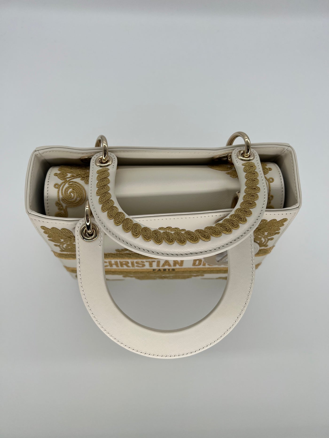 Dior Lady Dior - Medium - Latte Leather with Embroidery