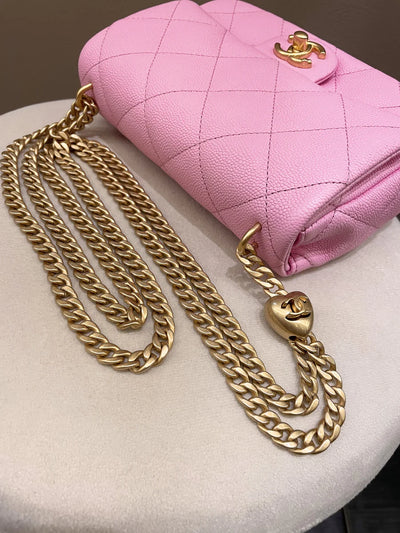 Chanel 23P Sweetheart Caviar Mini Flap Bag Pink (OE)