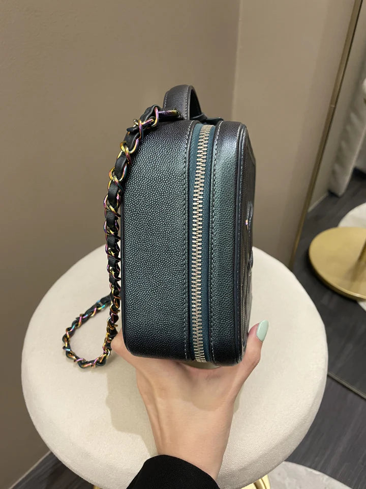 Chanel Filigree Vanity Case Iridescent Turquoise (OE)