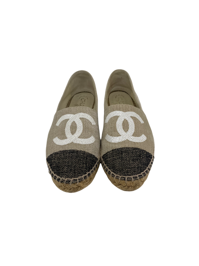Chanel Fabric Espadrilles with Sequin CC - Size 37 (OE)