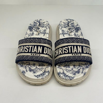 Dior Chunky DWay Slides Blue & White - Size 38