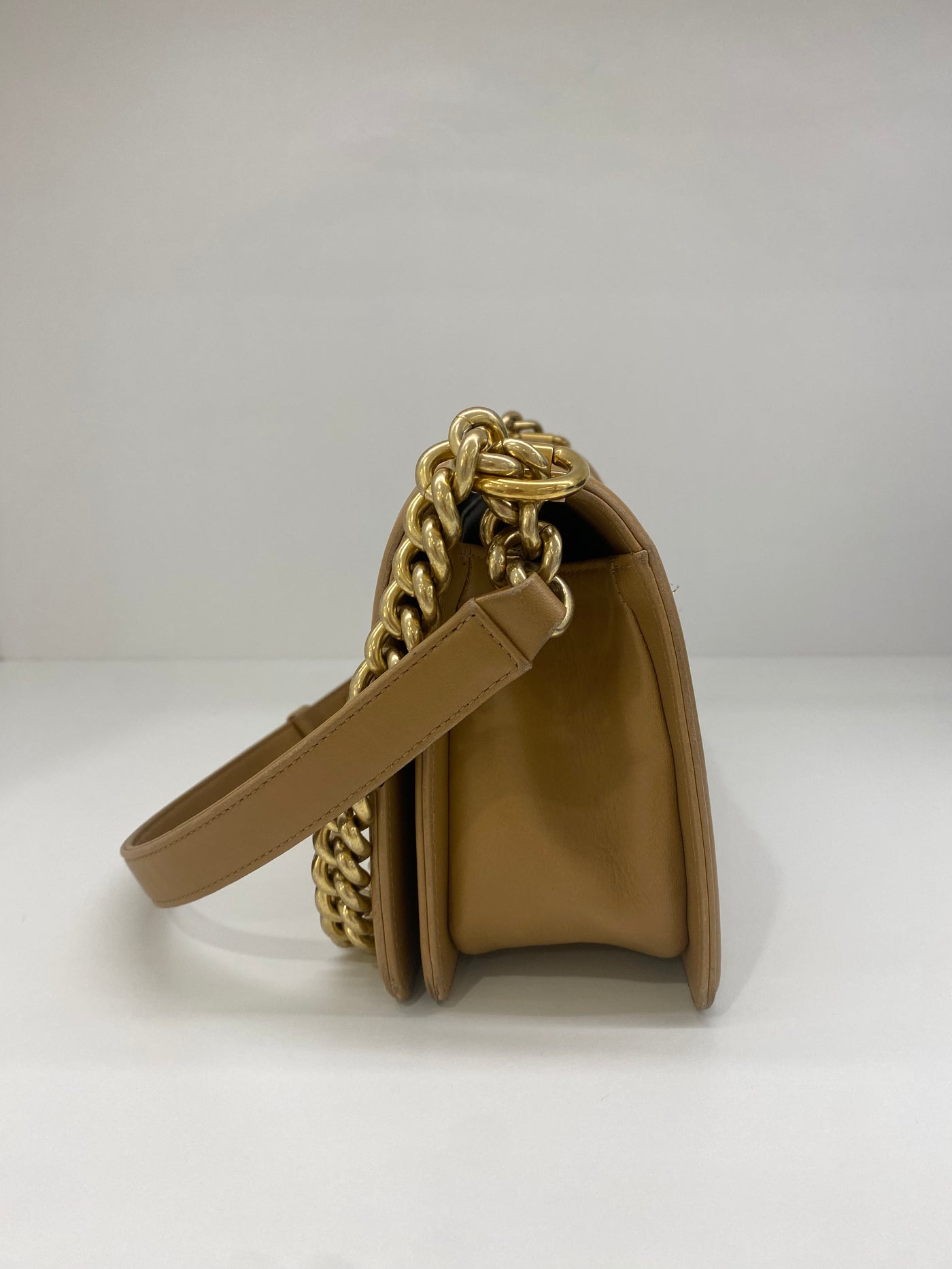 Chanel Tweed Medium Boy Bag Beige & Orange