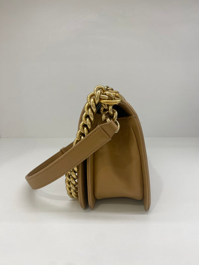 Chanel Tweed Medium Boy Bag Beige & Orange
