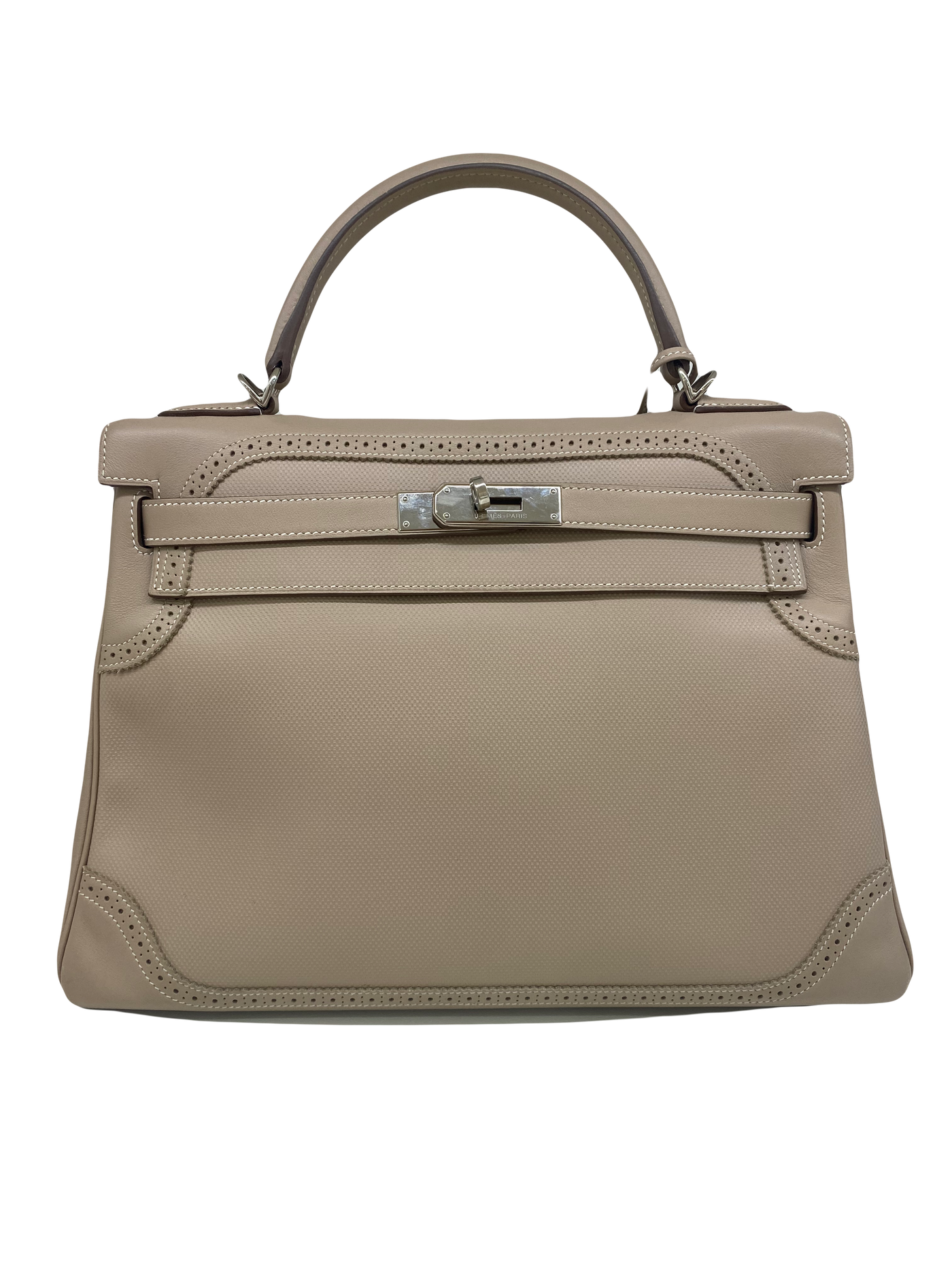 Hermes Kelly 32 Beige Argile Ghillies PHW Swift & Grain D'H
