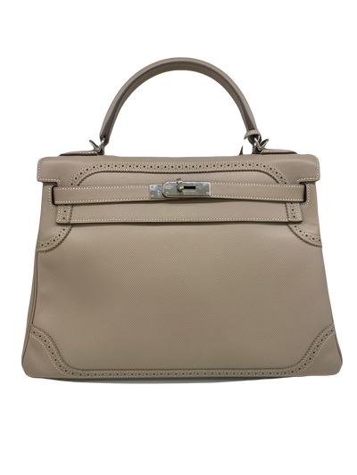 Hermes Kelly 32 Beige Argile Ghillies PHW Swift & Grain D'H