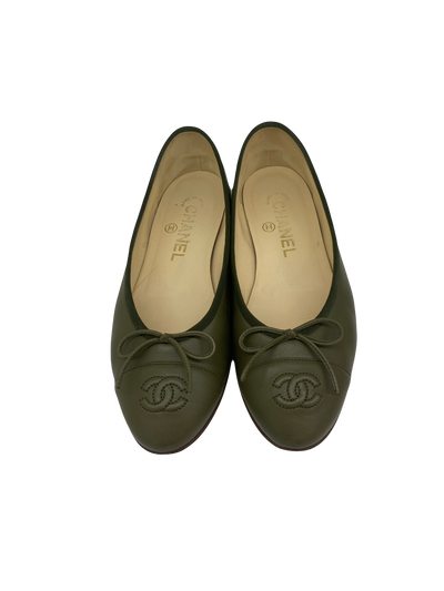 Chanel Ballet Flats Olive size 36
