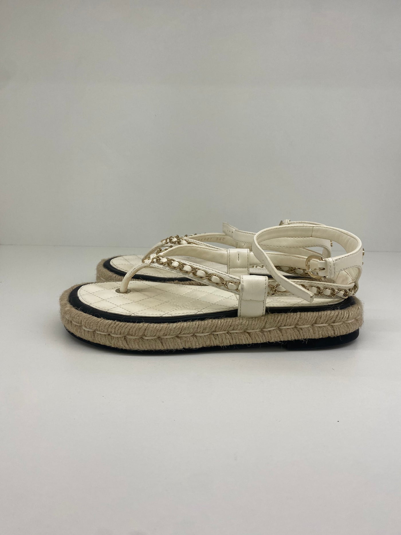 Chanel White Thong Espadrilles - Size 36