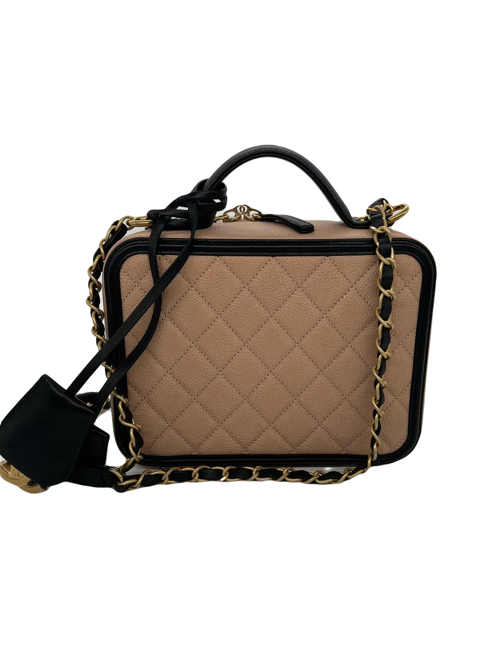 Chanel Filigree Vanity Case - Medium - Beige/Black GHW - SOLD