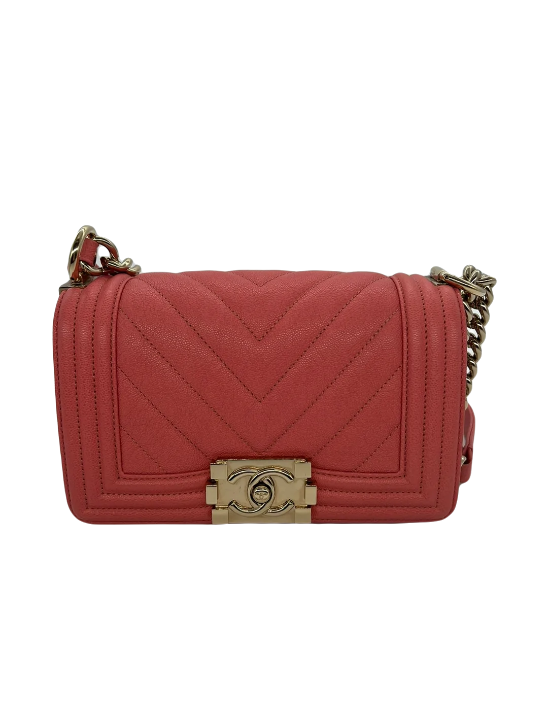 Chanel Boy Bag Small Peach Caviar CGHW - SOLD