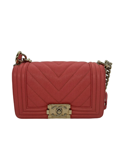 Chanel Boy Bag Small Peach Caviar CGHW - SOLD