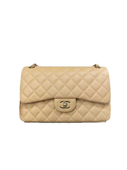 Chanel Classic  Jumbo Flap Beige Caviar GHW (OE)