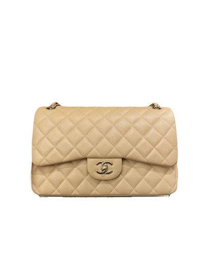 Chanel Classic  Jumbo Flap Beige Caviar GHW (OE)
