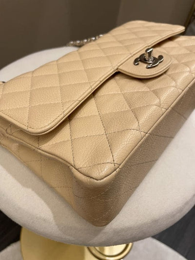Chanel Classic Medium Flap Beige Caviar SHW (OE)