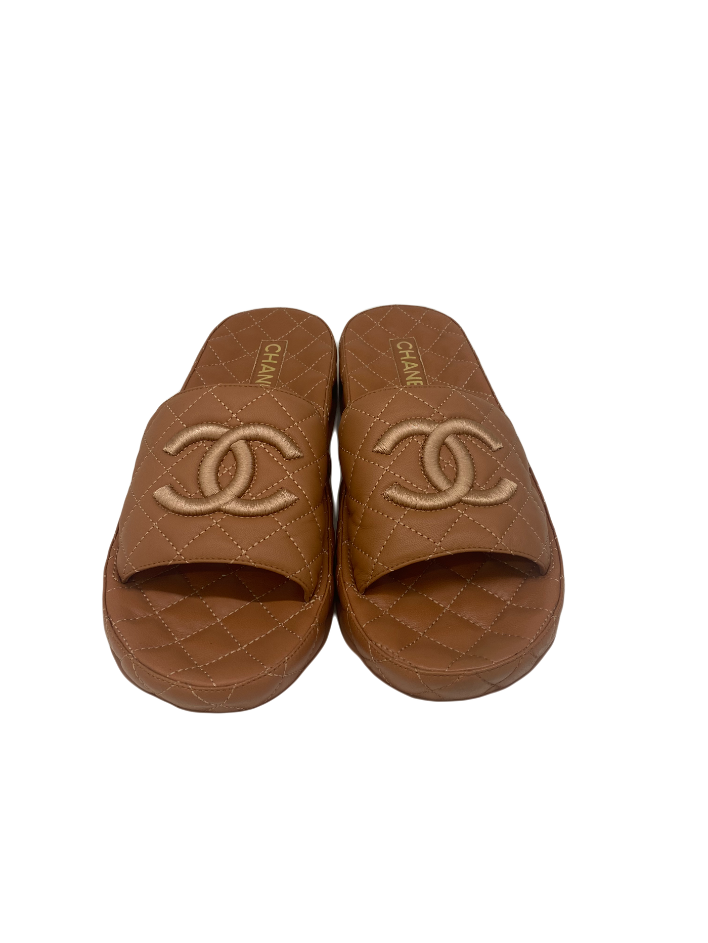 Chanel Caramel Quilted Slides - Size 41 SOLD