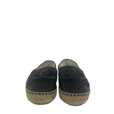 Chanel Black Sequin Espadrilles - Size 38