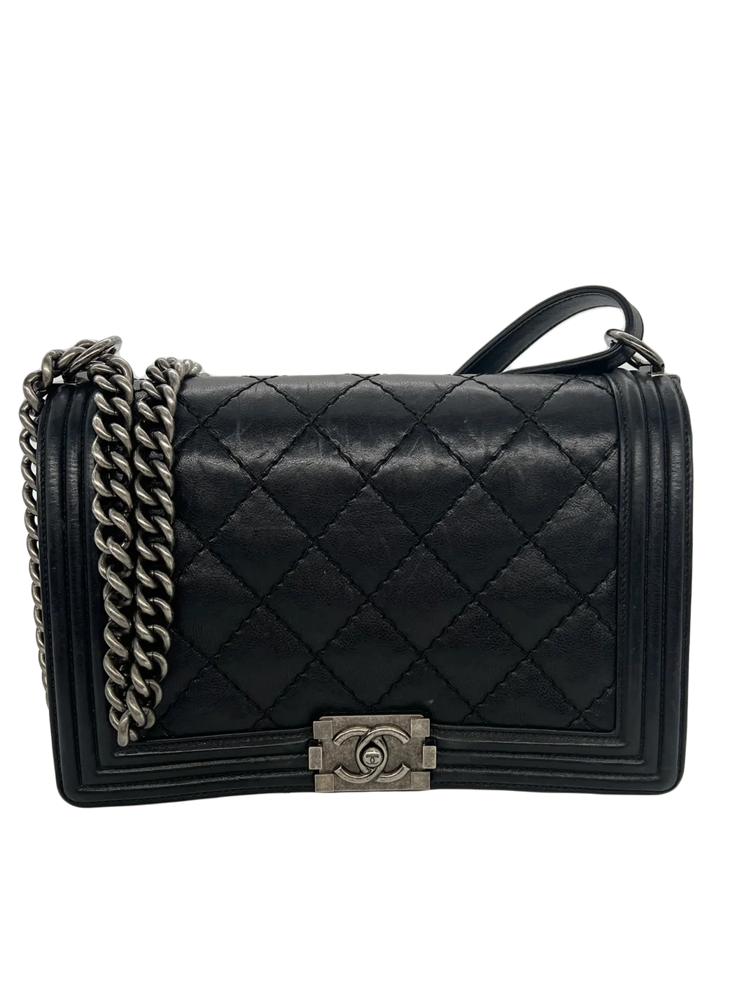 Chanel Boy Bag Large Black Lambskin SHW - SOLD