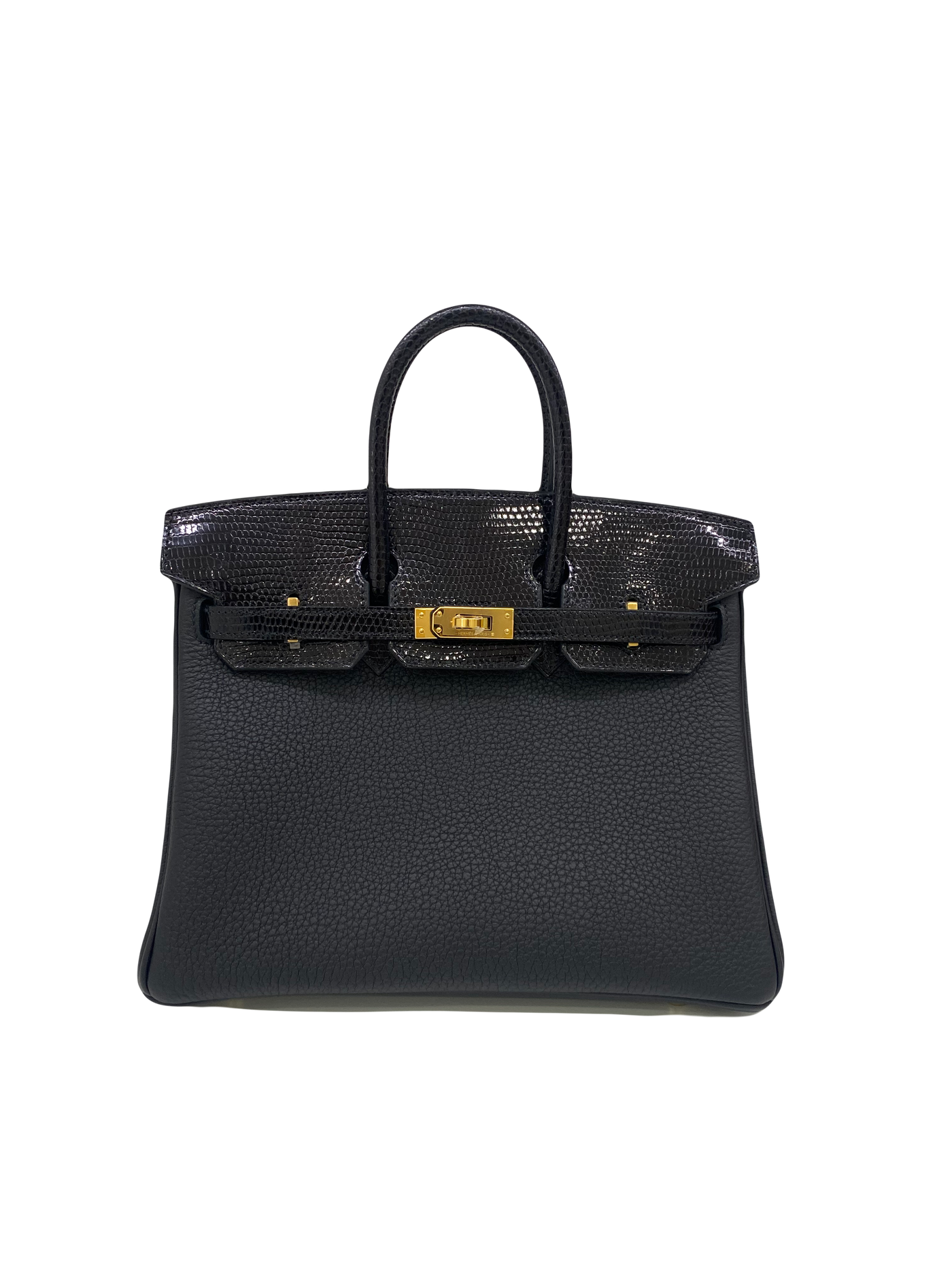 Birkin 25 Touch Lizard Noir Togo PHW B stamp