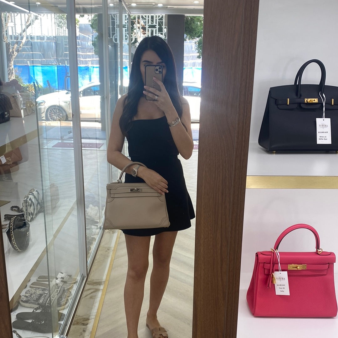 Hermes Kelly 32 Beige Argile Ghillies PHW Swift & Grain D'H