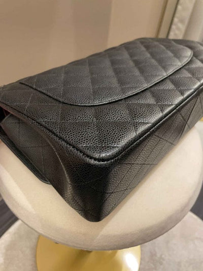 Chanel Classic Jumbo Flap Black Caviar Leather SHW (OE)