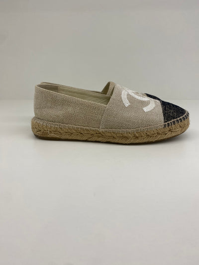 Chanel Fabric Espadrilles with Sequin CC - Size 37 (OE)