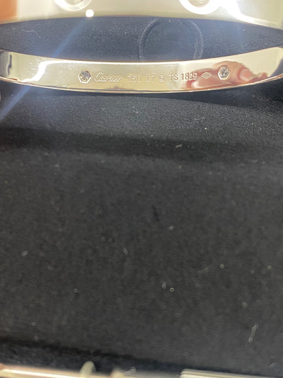 Cartier Love Bracelet White Gold 4 Diamonds Size 17