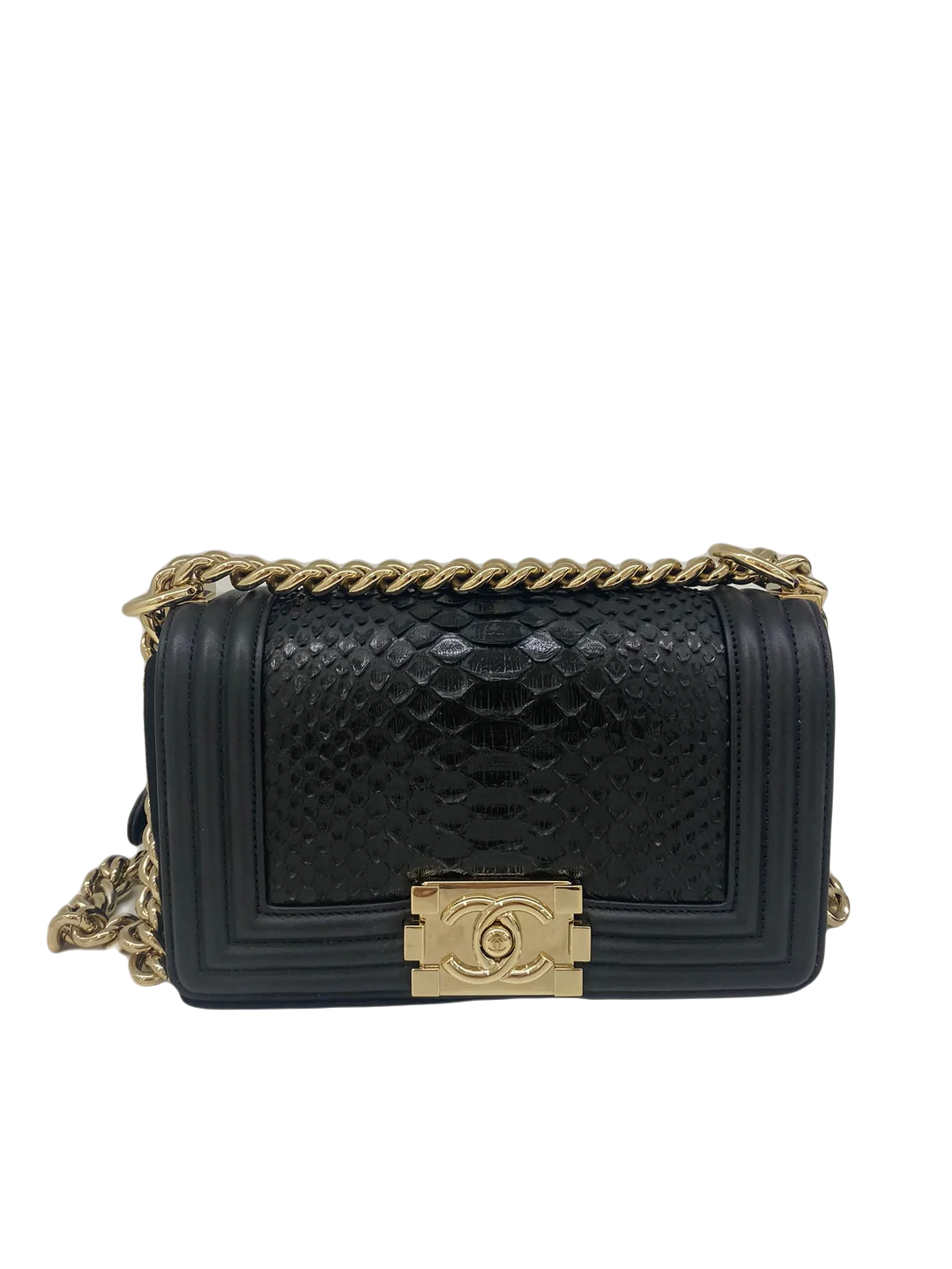 Chanel Boy Bag Black Python Size Small - SOLD