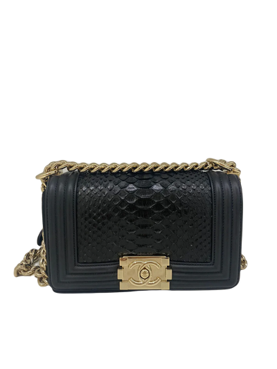 Chanel Boy Bag Black Python Size Small - SOLD
