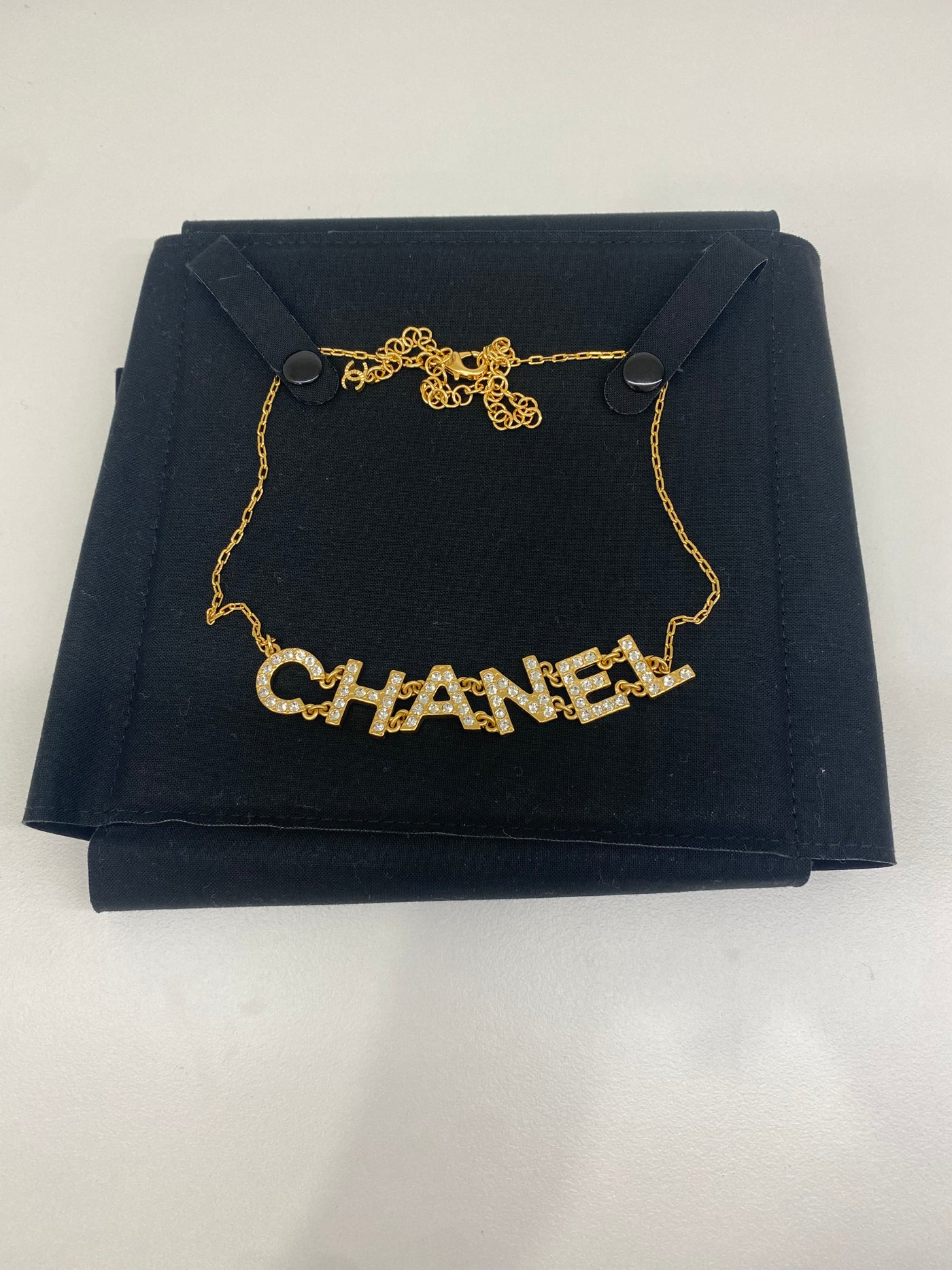 Chanel Crystal 'CHANEL' Necklace