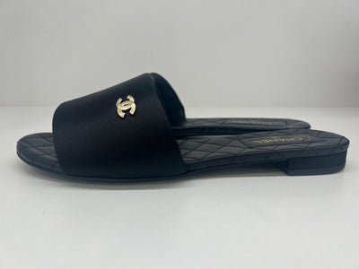 Chanel Black Satin Slides 39 - SOLD