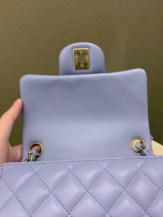 Chanel Classic Mini Square Purple CGHW (OE)