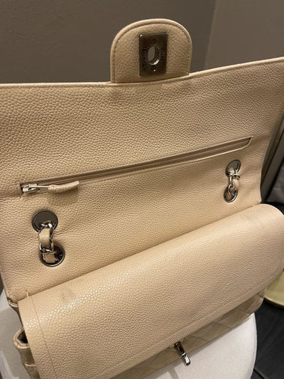 Chanel Classic Medium Flap Beige Caviar SHW (OE)