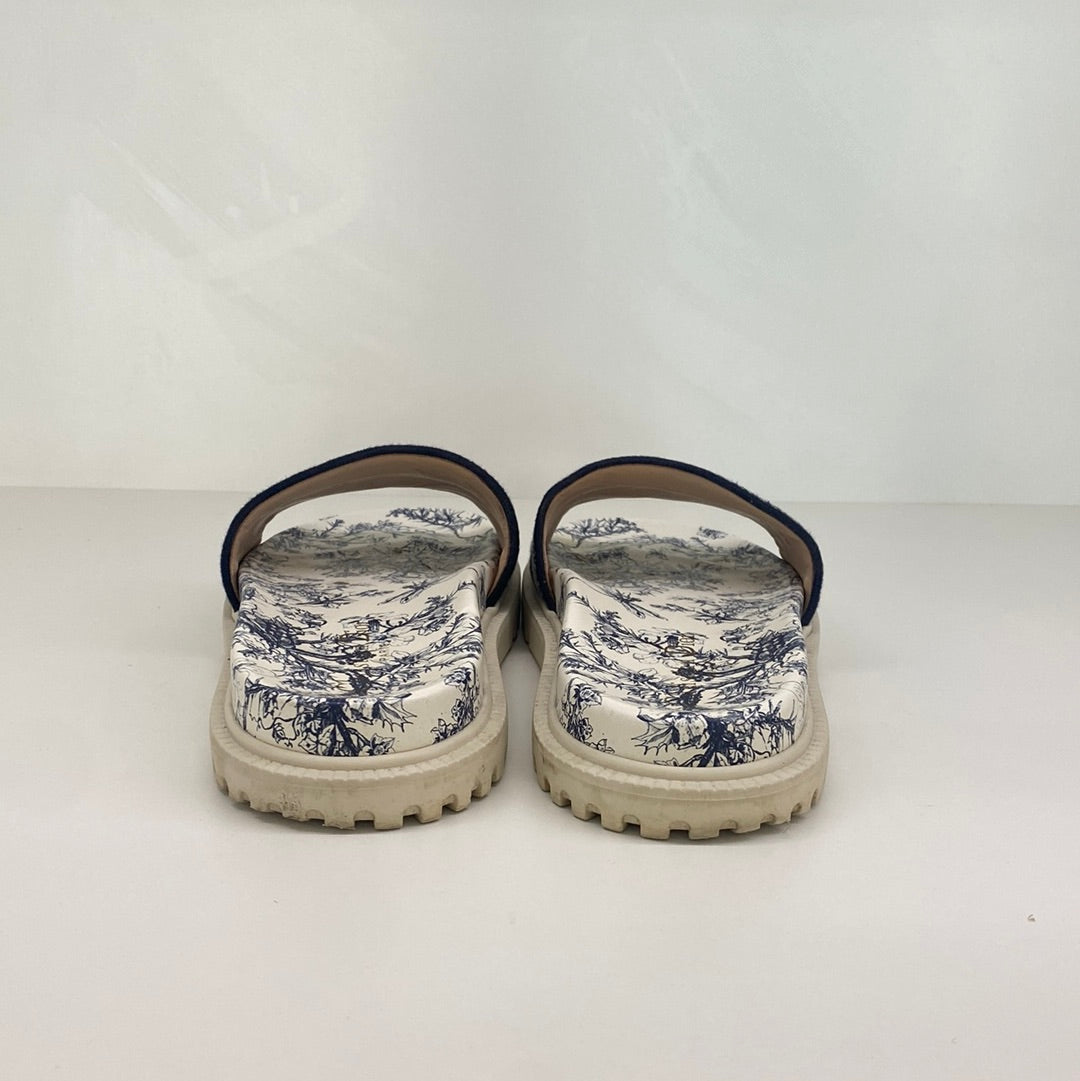 Dior Chunky DWay Slides Blue & White - Size 38