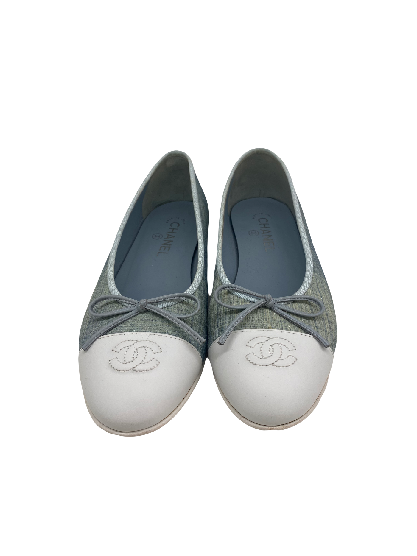 Chanel Blue Metallic Ballet Flats - Size 41