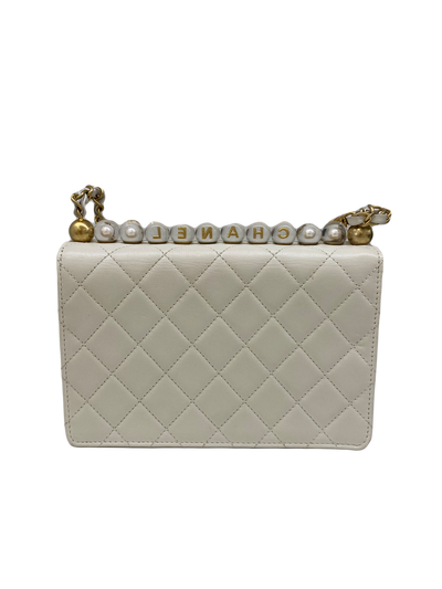Chanel White Flap Bag with Pearl Detail - SOLD