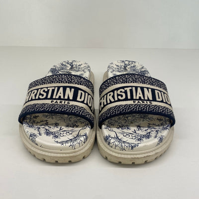 Dior Chunky DWay Slides Blue & White - Size 38