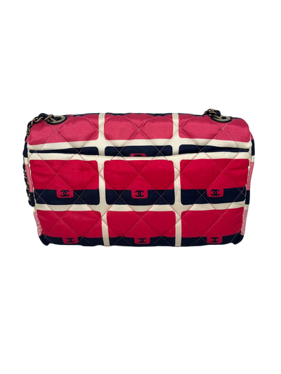 Chanel Nylon Flap Bag Pink Fabric GHW