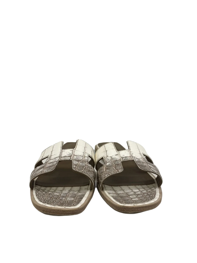 Hermes Oran Sandals 41 - Matte Niloticus Crocodile Himalaya