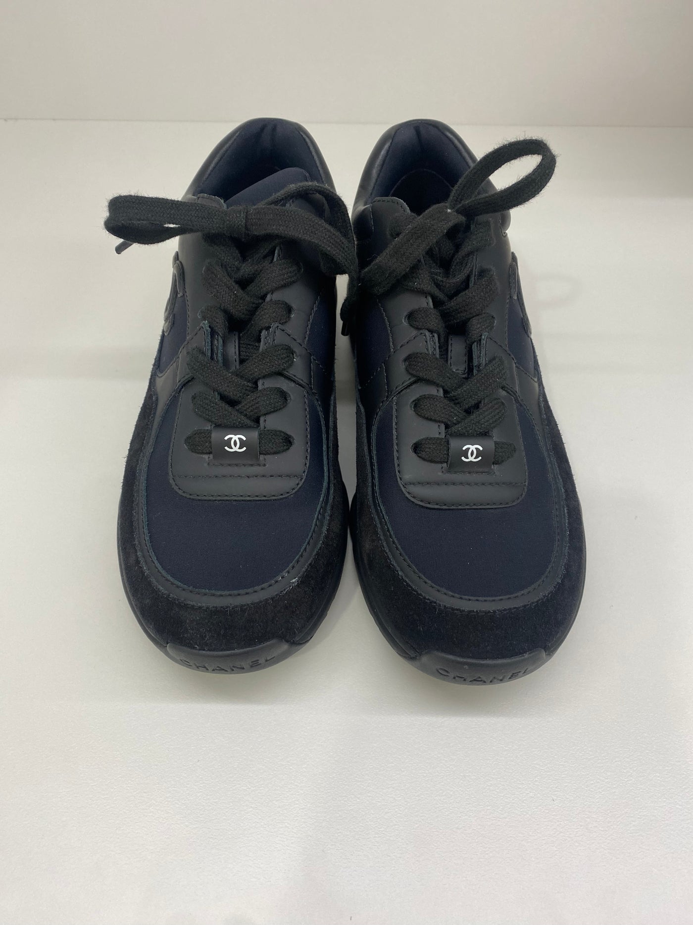 Chanel All Black Sneakers Size 36