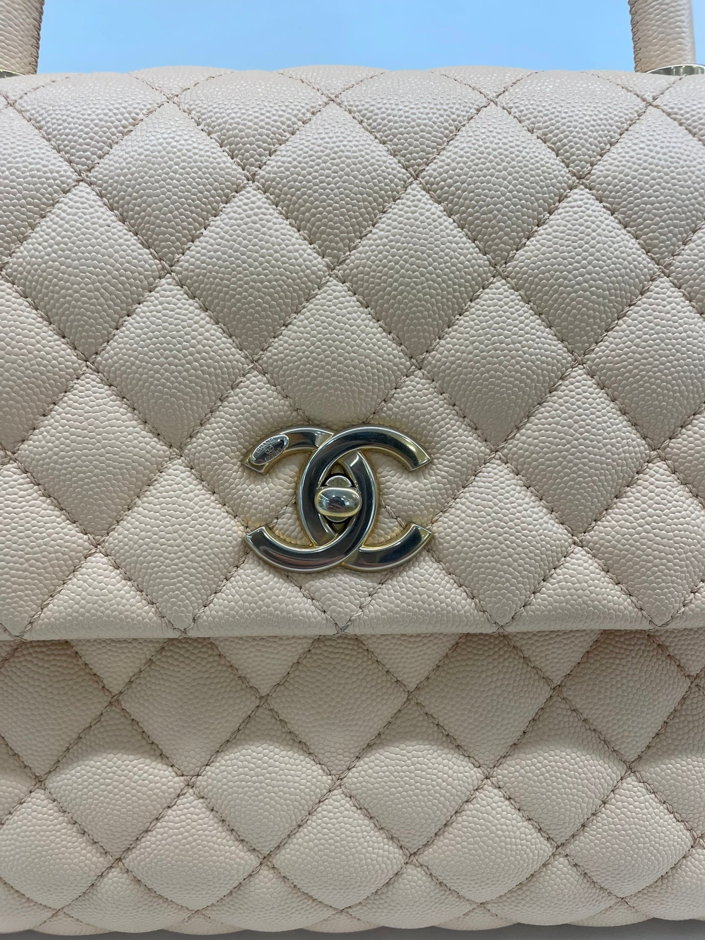 Chanel coco handle light grey deals