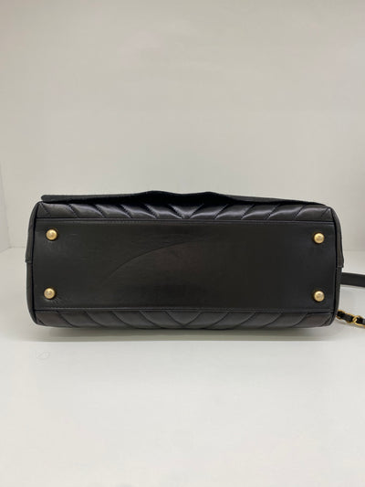 Chanel Coco Handle Black Chevron - Medium GHW