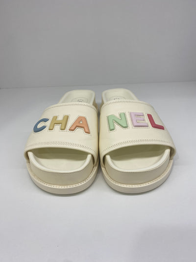 Chanel Rainbow and White Slides - Size 41 SOLD