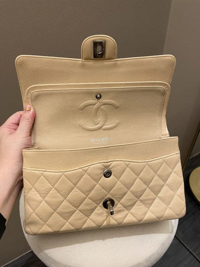 Chanel Classic Medium Flap Beige Caviar SHW (OE)