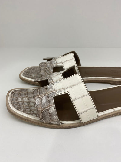 Hermes Oran Sandals 41 - Matte Niloticus Crocodile Himalaya